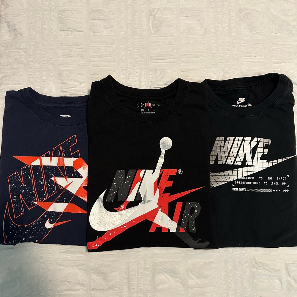 Nike Trio Graphic Tees in Black, Navy, and Red